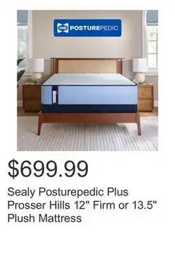 Costco Sealy Posturepedic Plus Prosser Hills 12 Firm or 13.5 Plush Mattress offer