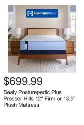 Costco Sealy Posturepedic Plus Prosser Hills 12 Firm or 13.5 Plush Mattress offer