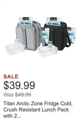Costco Titan Arctic Zone Fridge Cold, Crush Resistant Lunch Pack with 2 Ice Walls, 2-pack offer