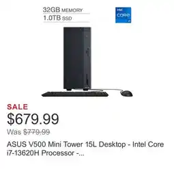 Costco ASUS V500 Mini Tower 15L Desktop - Intel Core i7-13620H Processor - 1TB SSD - Windows 11 Home offer