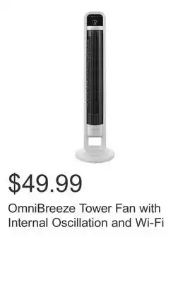 Costco OmniBreeze Tower Fan with Internal Oscillation and Wi-Fi offer