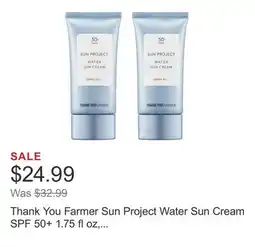 Costco Thank You Farmer Sun Project Water Sun Cream SPF 50+ 1.75 fl oz, 2-pack offer