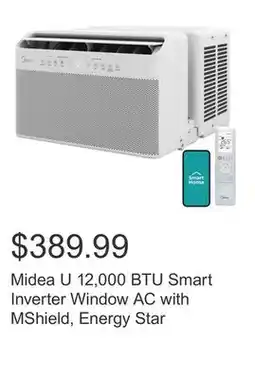 Costco Midea U 12,000 BTU Smart Inverter Window AC with MShield, Energy Star offer