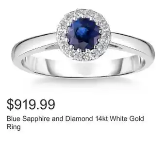 Costco Blue Sapphire and Diamond 14kt White Gold Ring offer