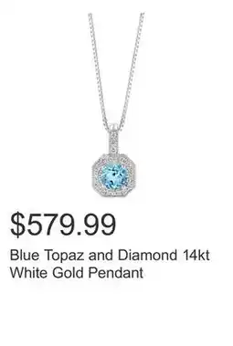 Costco Blue Topaz and Diamond 14kt White Gold Pendant offer