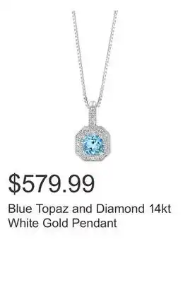 Costco Blue Topaz and Diamond 14kt White Gold Pendant offer