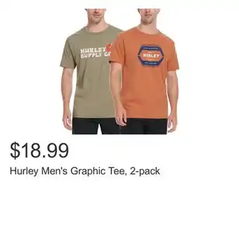 Costco Hurley Men's Graphic Tee, 2-pack offer