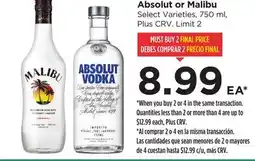 Food 4 Less Absolut or Malibu offer