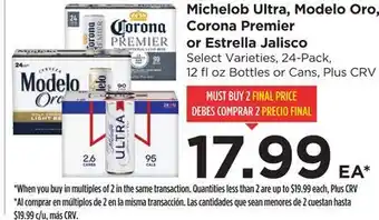 Food 4 Less Michelob Ultra, Modelo Oro, Corona Premier or Estrella Jalisco offer