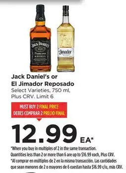Food 4 Less Jack Daniel's or El Jimador Reposado offer