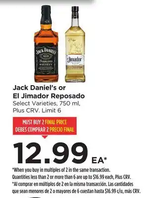 Food 4 Less Jack Daniel's or El Jimador Reposado offer