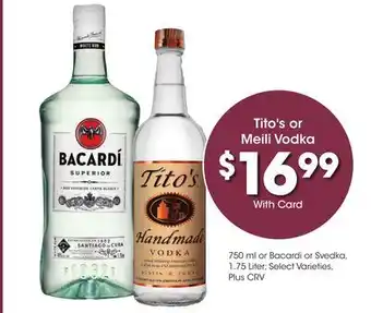 Ralphs Tito's or Meili Vodka offer