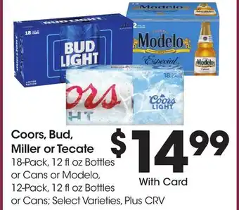 Ralphs Coors, Bud, Miller or Tecate offer