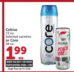 Albertsons Celsius 12 oz. or Core 44 oz offer