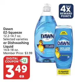 Albertsons Dawn EZ-Squeeze 12.2-14.7 oz. Selected varieties or Dishwashing Liquid 14.6-18 oz offer