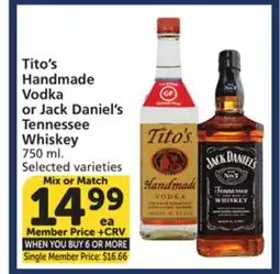 Albertsons Tito's Handmade Vodka or Jack Daniel's Tennessee Whiskey offer