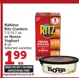 Albertsons Nabisco Ritz Crackers 7.5-13.7 oz. or Noosa Yoghurt 8 oz offer
