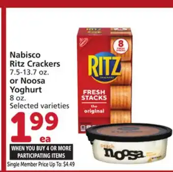 Albertsons Nabisco Ritz Crackers 7.5-13.7 oz. or Noosa Yoghurt 8 oz offer