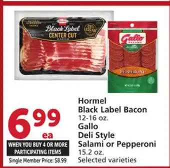 Albertsons Hormel Black Label Bacon 12-16 oz. Gallo Deli Style Salami or Pepperoni 15.2 oz offer