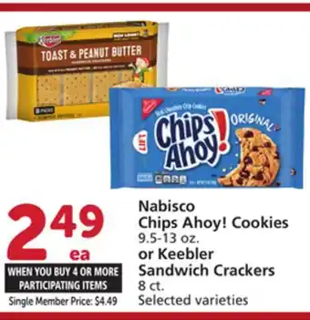 Albertsons Nabisco Chips Ahoy! Cookies 9.5-13 oz. or Keebler Sandwich Crackers 8 ct offer