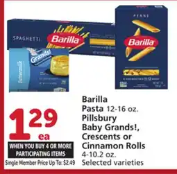 Albertsons Barilla Pasta 12-16 oz. Pillsbury Baby Grands!, Crescents or Cinnamon Rolls 4-10.2 oz offer