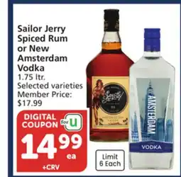Albertsons Sailor Jerry Spiced Rum or New Amsterdam Vodka offer