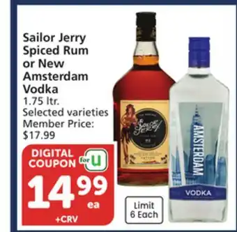 Albertsons Sailor Jerry Spiced Rum or New Amsterdam Vodka offer