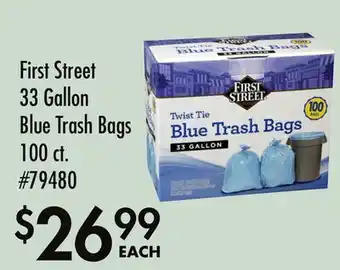 Smart & Final First Street 33 Gallon Blue Trash Bags offer