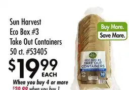 Smart & Final Sun Harvest Eco Box #3 Take Out Containers offer