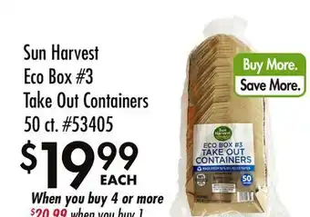 Smart & Final Sun Harvest Eco Box #3 Take Out Containers offer
