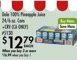 Smart & Final Dole 100% Pineapple Juice offer