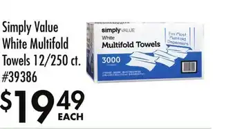 Smart & Final Simply Value White Multifold Towels offer
