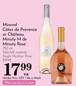 Pavilions Miraval Côtes de Provence or Château Minuty M de Minuty Rosé offer