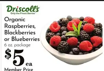 Pavilions Organic Raspberries, Blackberries or Blueberries offer