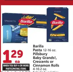 Vons Barilla Pasta 12-16 oz. Pillsbury Baby Grands!, Crescents or Cinnamon Rolls 4-10.2 oz offer
