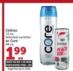 Vons Celsius 12 oz. or Core 44 oz offer