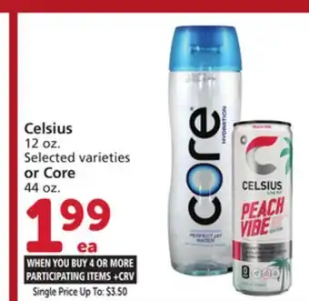 Vons Celsius 12 oz. or Core 44 oz offer