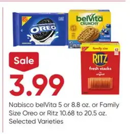 Stater Bros Nabisco belVita 5 or 8.8 oz. or Family Size Oreo or Ritz 10.68 to 20.5 oz offer
