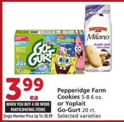 Vons Pepperidge Farm Cookies 5-8.6 oz. or Yoplait Go-Gurt 20 ct offer