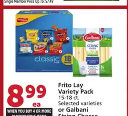 Vons Frito Lay Variety Pack 15-18 ct. Selected varieties or Galbani String Cheese 24 oz offer