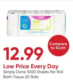 Stater Bros Simply Done 1000 Sheets Per Roll Bath Tissue 20 Rolls offer