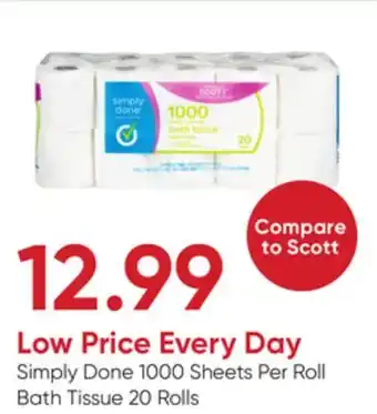 Stater Bros Simply Done 1000 Sheets Per Roll Bath Tissue 20 Rolls offer