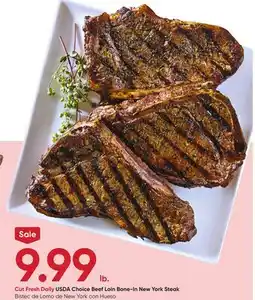 Stater Bros USDA Choice Beef Loin Bone-In New York Steak offer