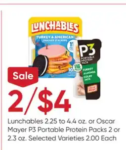 Stater Bros Lunchables 2.25 to 4.4 oz. or Oscar Mayer P3 Portable Protein Packs 2 or 2.3 oz offer