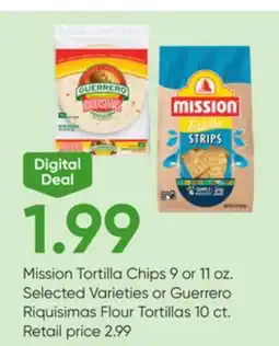 Stater Bros Mission Tortilla Chips or Selected Varieties or Guerrero Riquisimas Flour Tortillas offer