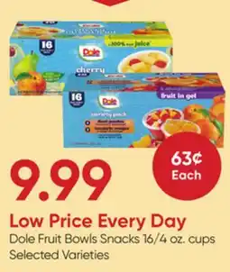 Stater Bros Dole Fruit Bowls Snacks offer