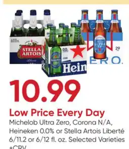 Stater Bros Michelob Ultra Zero, Corona N/A, Heineken 0.0% or Stella Artois Liberté offer