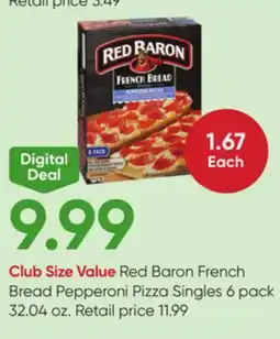 Stater Bros Red Baron French Bread Pepperoni Pizza Singles offer