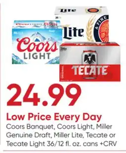 Stater Bros Coors Banquet, Coors Light, Miller Genuine Draft, Miller Lite, Tecate or Tecate Light offer