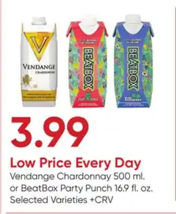 Stater Bros Vendange Chardonnay 500 ml. or BeatBox Party Punch 16.9 fl. oz offer